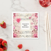 Notes musicales et Rose Design Vintage Anniversair
