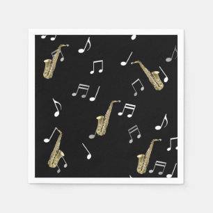 Serviette En Papier Notes musicales et saxophones Jazzy