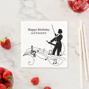 Serviette En Papier Notes musicales et violoniste
