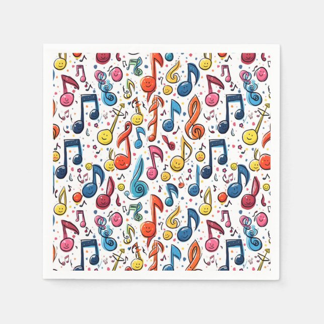 Serviette En Papier Notes musicales Kawaii Art Design (Devant)