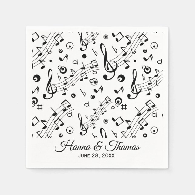 Serviette En Papier Notes musicales Mariage de musique serviettes (Devant)