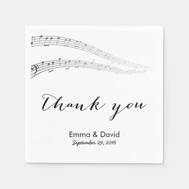 Serviette En Papier Notes musicales Merci Mariage musical (Devant)