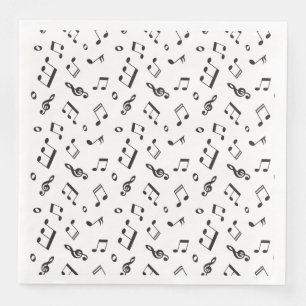 Serviette En Papier Notes musicales noir et blanc