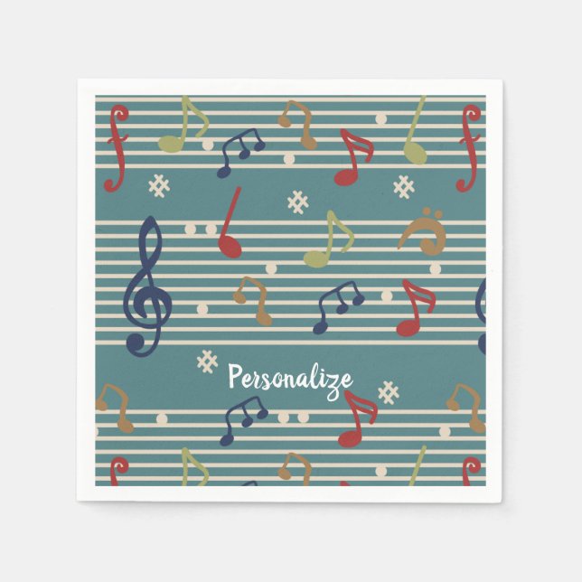 Serviette En Papier Notes musicales Partition musicale Personnaliser (Devant)