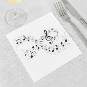 Serviette En Papier Notes Musicales Sur Une Gamme De Papier D'État-Maj