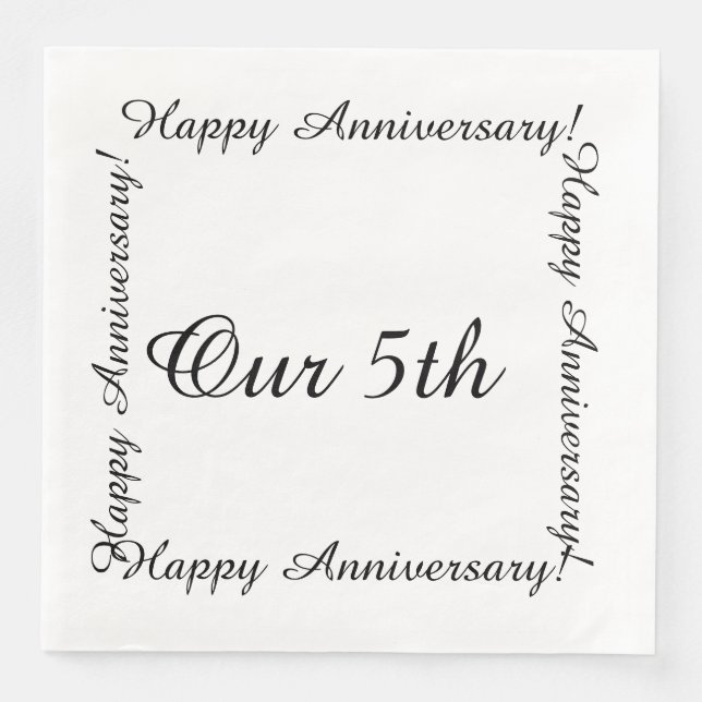 Serviette En Papier Notre 5e anniversaire heureux (Devant)