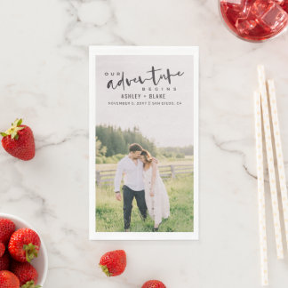 Serviette En Papier Notre aventure commence Script Photo Enregistrer l