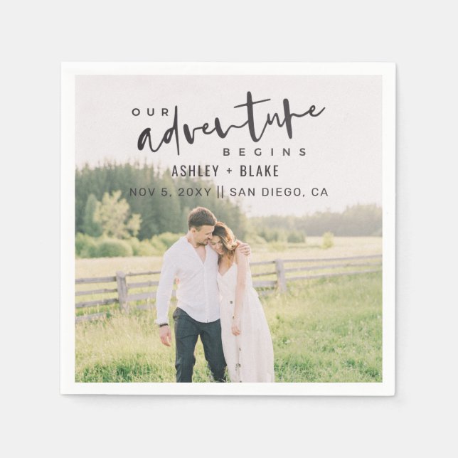 Serviette En Papier Notre aventure commence Script Photo Enregistrer l (Devant)