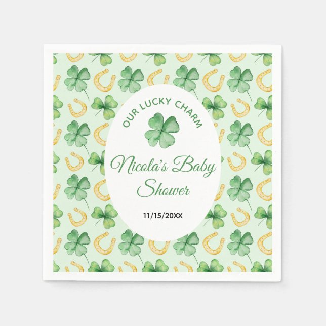 Serviette En Papier Notre Baby Shower de la Chance St Patrick (Devant)