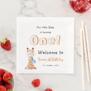 Serviette En Papier Notre bébé devient un girafon mignon 1er anniversa
