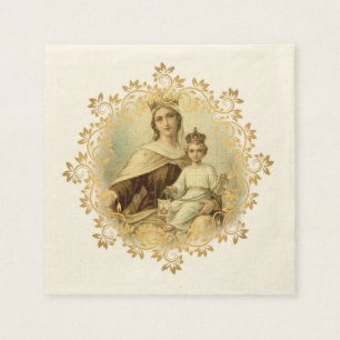Serviette En Papier Notre Dame du Mont Carmel Baby Jésus Scapulaire