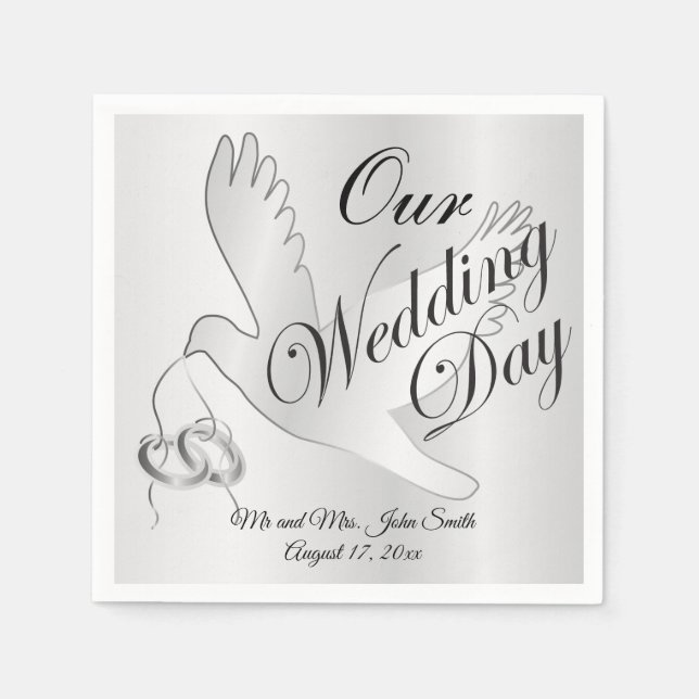 Serviette En Papier Notre jour de mariage - Les colombes Mariages (Devant)