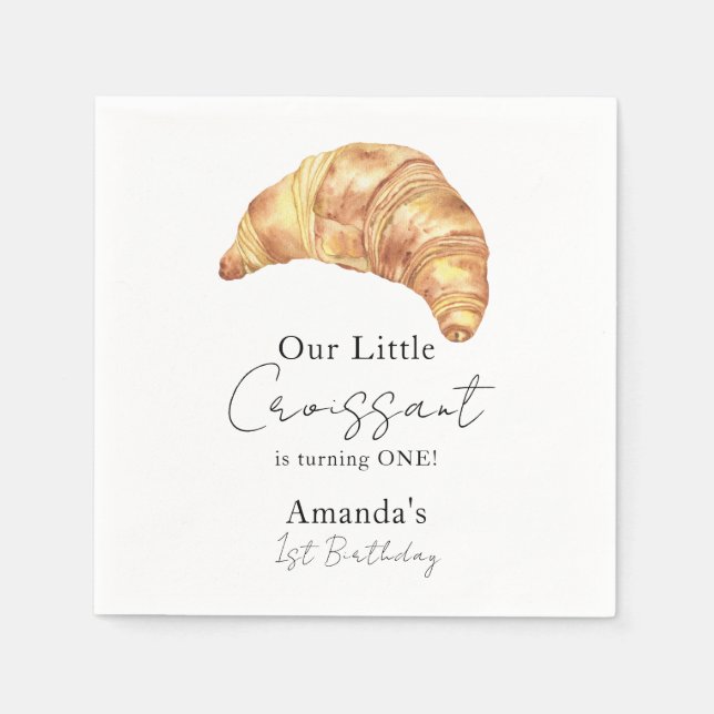 Serviette En Papier Notre Little Croissant 1ère fête d'anniversaire (Devant)