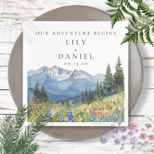Serviette En Papier Notre Mariage Aventure Montagne Fleur Sauvage