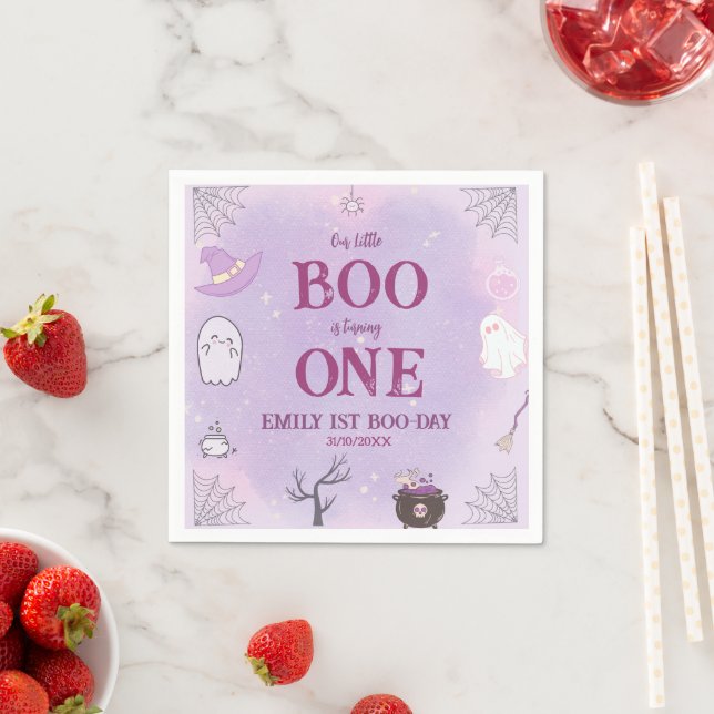 Serviette En Papier Notre Petit Boo Halloween 1er Anniversaire (En situation)