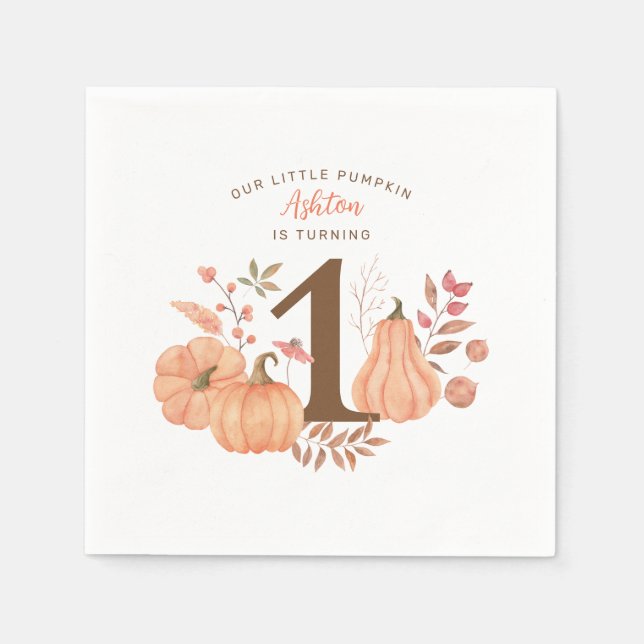 Serviette En Papier Notre petit Citrouille automne premier anniversair (Devant)