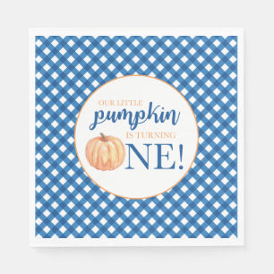 Serviette En Papier Notre petit Citrouille bleu plaid premier annivers
