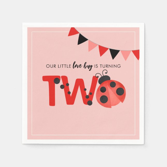 Serviette En Papier Notre petit love bug a deux ans Ladybug (Devant)