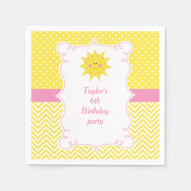 Serviette En Papier Notre petit Merci d'anniversaire Sunshine (Devant)