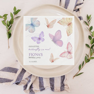 Serviette En Papier Notre petit papillon Fille 1er anniversaire Cute C