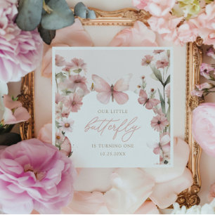 Serviette En Papier Notre Petit Papillon Rose Girls Anniversaire