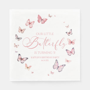 Serviette En Papier Notre Petit Papillon Soft Rose Anniversaire