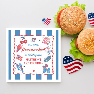 Serviette En Papier Notre petit pétard 4 juillet 1er anniversaire