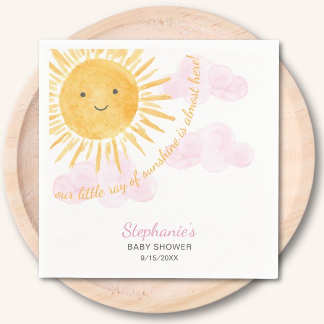 Serviette En Papier Notre Petit Rayon De Soleil Fête De Bébé Fille (Créateur téléchargé)