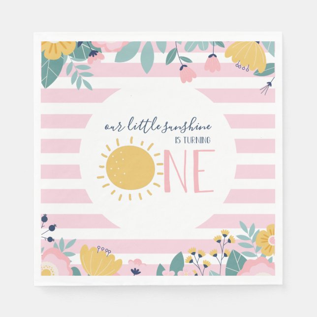 Serviette En Papier Notre Petit Soleil Floral, Pink Striday Anniversai (Devant)