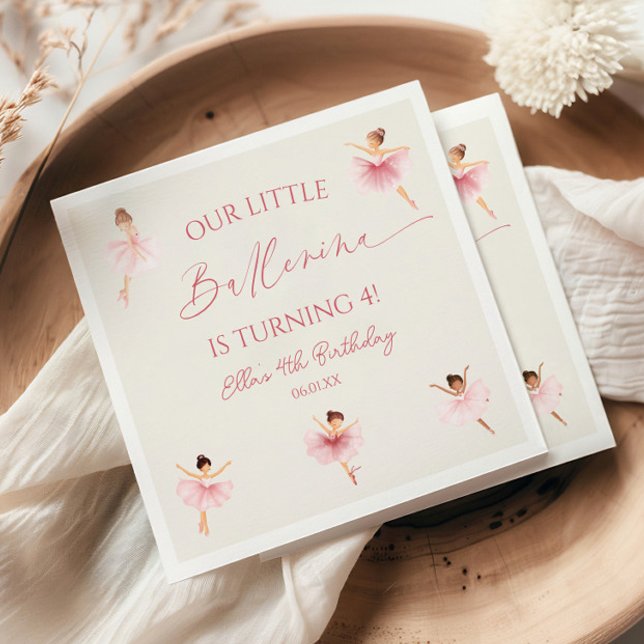 Serviette En Papier Notre petite Ballerina Rose Ballet Anniversaire (Créateur téléchargé)