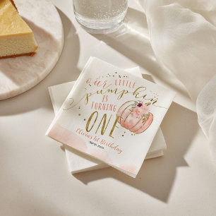 Serviette En Papier Notre petite citrouille a un an 1er anniversaire