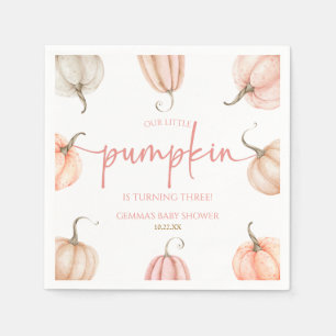 Serviette En Papier Notre Petite Citrouille Rose Blanc Automne fête d'