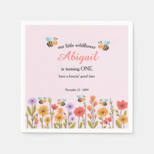 Serviette En Papier Notre petite fleur sauvage Floral Bee 1er annivers