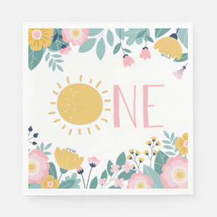 Serviette En Papier Notre petite florale Sunshine, N d'anniversaire à 