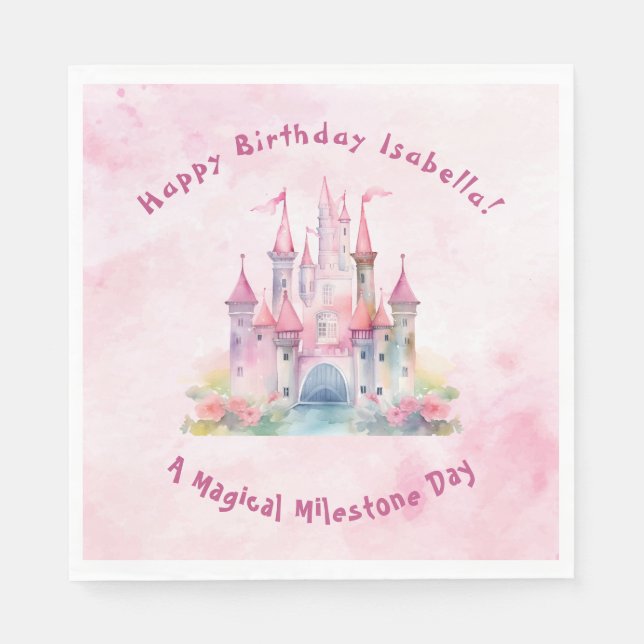 Serviette En Papier Notre Princesse de Château fête son anniversaire (Devant)