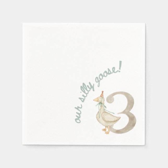 Serviette En Papier Notre Silly Goose 3e Anniversaire Napkin (Devant)
