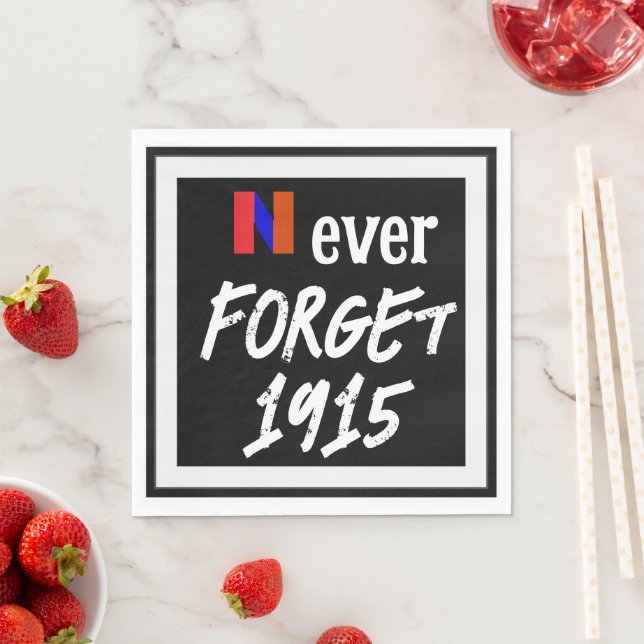 Serviette en papier N'oubliez jamais 1915 (En situation)