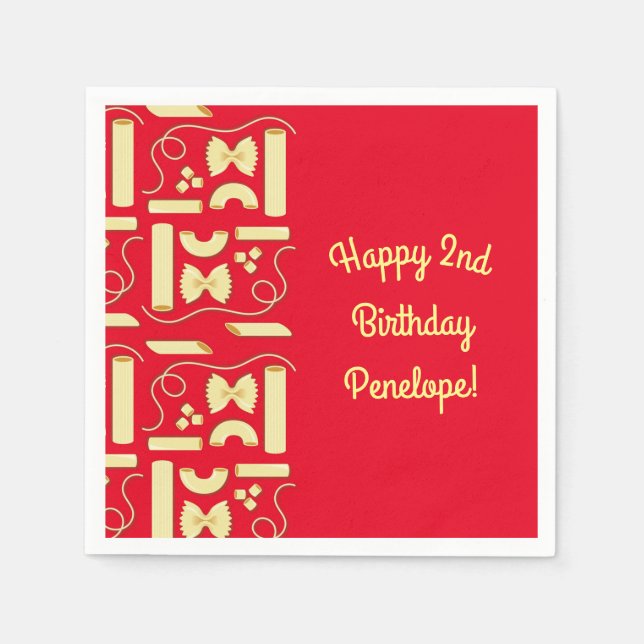 Serviette En Papier Nouilles Pasta Enfant 1er Anniversaire fête Italie (Devant)