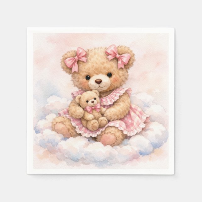 Serviette En Papier Nounou Ourson Fille (Devant)