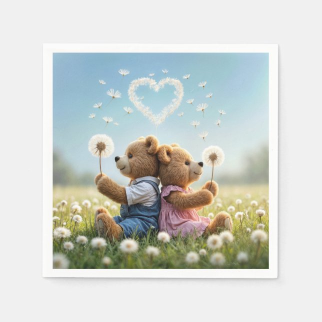 Serviette En Papier Nounours au coeur de Dandelion (Devant)