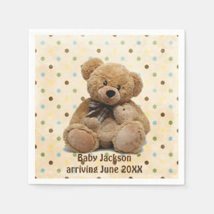Serviette En Papier Nounours Brown en Pois