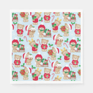 Serviette En Papier Nounours de Noël en Livre rouge et Livre vert