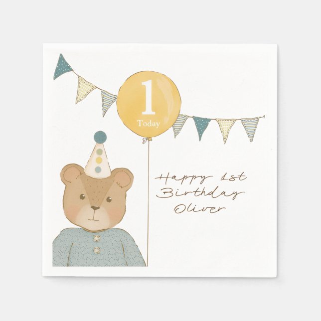 Serviette En Papier Nounours en papier Ourson (Devant)