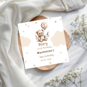 Serviette En Papier Nounours Premier Garçon Ballon Ourson 1er Annivers