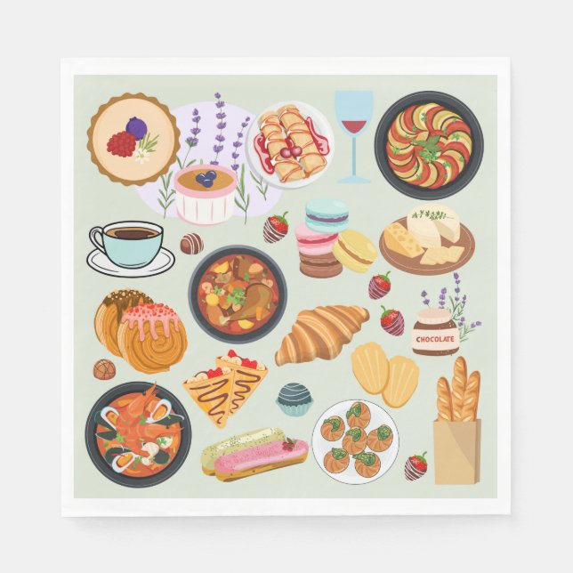 Serviette En Papier Nourriture française (Devant)