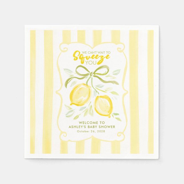 Serviette En Papier Nous avons hâte de vous presser Citrons Baby Showe (Devant)