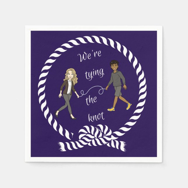 Serviette En Papier Nous essayons le noeud Anime de couleur marine (Devant)