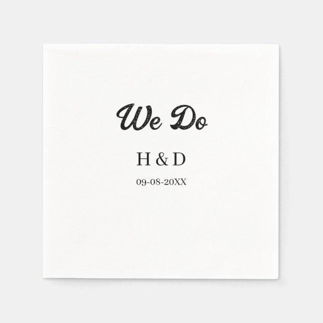 SERVIETTE EN PAPIER NOUS FAISONS COUPLE NOM LETTRE DATE DE MARIAGE SIM (Devant)