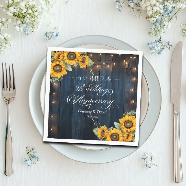 Serviette En Papier Nous Faisons Encore 25ème Anniversaire Mariage Lum (Créateur téléchargé)