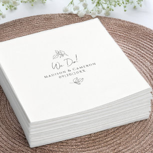 Serviette En Papier Nous faisons mariage élégant Botanique Noir & Blan